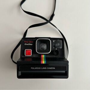 Polaroid Land Camera with Rainbow Stripe